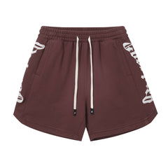 Embroidered Washed Distressed Short Whtie/Maroon