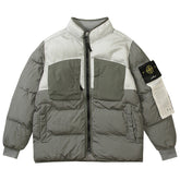 Multi-element patchwork down jacket