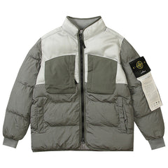 Multi-element patchwork down jacket