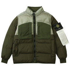 Multi-element patchwork down jacket