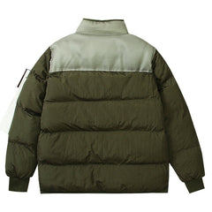 Multi-element patchwork down jacket