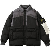 Multi-element patchwork down jacket