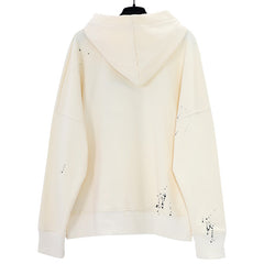 slogan-print paint splatter hoodie