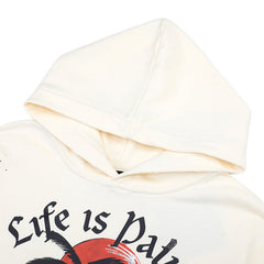 slogan-print paint splatter hoodie