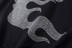 vintage washed embroidered rhinestones hoodie