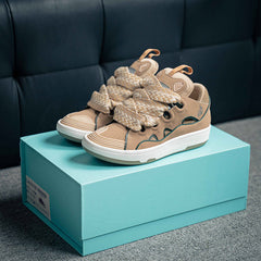 Leather Curb Sneaker Brown