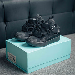 Leather Curb Sneaker Black