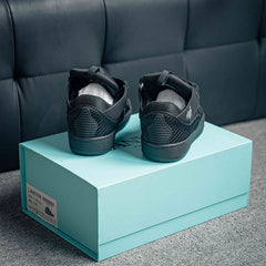 Leather Curb Sneaker Black