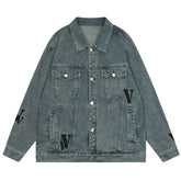 embroidered letter denim jacket