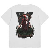 PSkeleton devil big V print T-Shirts