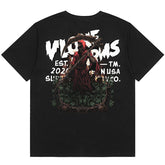 PSkeleton devil big V print T-Shirts