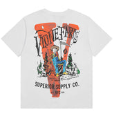 Cartoon pattern big V printing T-Shirts