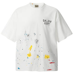 Paint-Splattered Logo-Print Cotton-Jersey T-Shirt