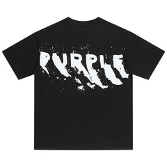 PURPLE Paint-streaked logo T-Shirt