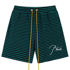 Striped Letter Embroidered Casual Shorts
