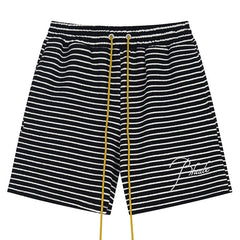 Striped Letter Embroidered Casual Shorts
