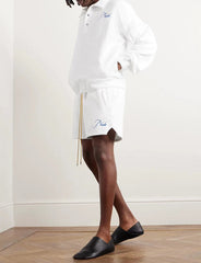 Straight-Leg Logo-Embroiderd Cotton-Fleece Shorts