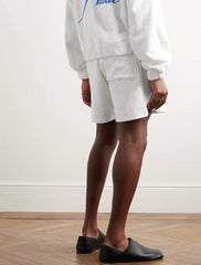 Straight-Leg Logo-Embroiderd Cotton-Fleece Shorts