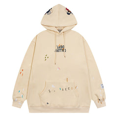 Embroidery letters logo splash ink printing Hoodies