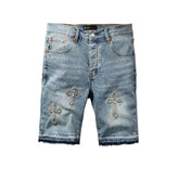 Crystal Diamond Denim Shorts #5098