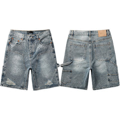 Crystal Diamond Denim Shorts #5097