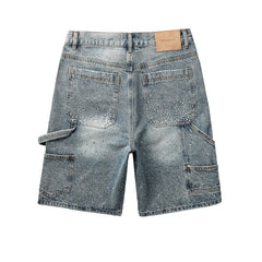 Crystal Diamond Denim Shorts #5097