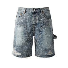 Crystal Diamond Denim Shorts #5097