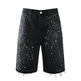 Crystal Diamond Denim Shorts #5103