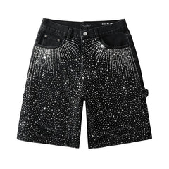 Crystal Diamond Denim Shorts #5099