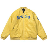 Leather Logo Bomber Jacket Yellow