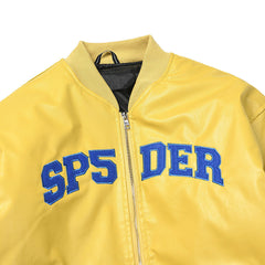 Leather Logo Bomber Jacket Yellow