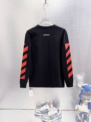 Off White Artistic Print Long-Sleeve T-Shirt