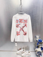 Off White Cherry Blossom Print Long-Sleeve T-Shirt