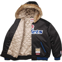 Supreme M & N Teams Hooded Satin Varsity Jacket