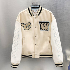 Off White logo-patch bomber jacket