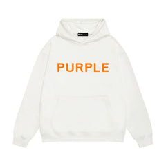 PURPLE Logo Pattern Printed Hoodie