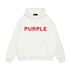 PURPLE Logo Pattern Printed Hoodie