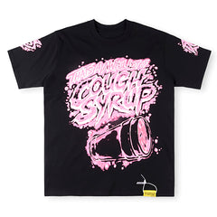 THAT'S A AWFUL LOT OF COUGH SYRUP Pink graffiti-style print Tee