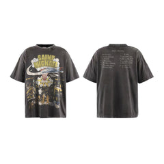 Saint Michael Men's Gray Graphic-Print T-Shirt