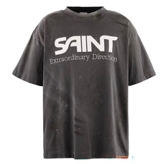 Saint Michael logo-print Distressed T-shirt