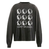 SAINT MICHAEL Portrait Print Washed Long sleeve Tee