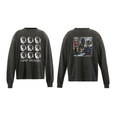 SAINT MICHAEL Portrait Print Washed Long sleeve Tee