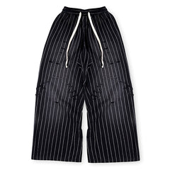 Vertabrae White striped casual wide-leg pants
