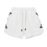 Embroidered Washed Distressed Short Whtie/Maroon