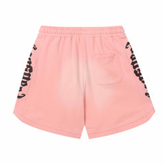Embroidered Washed Distressed Short Purple/Pink