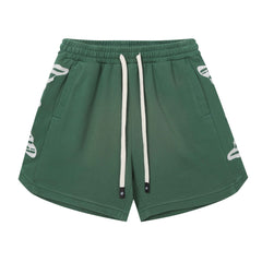 Embroidered Washed Distressed Short black/green