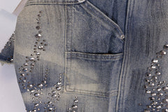 Diamond Embellished Denim Shorts