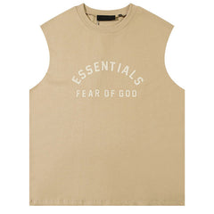 Flocked letter crew neck Sleeveless T-Shirts