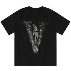 X Saint religious figures big V print T-Shirt