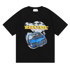 micro-logo letter racing print T-shirt
